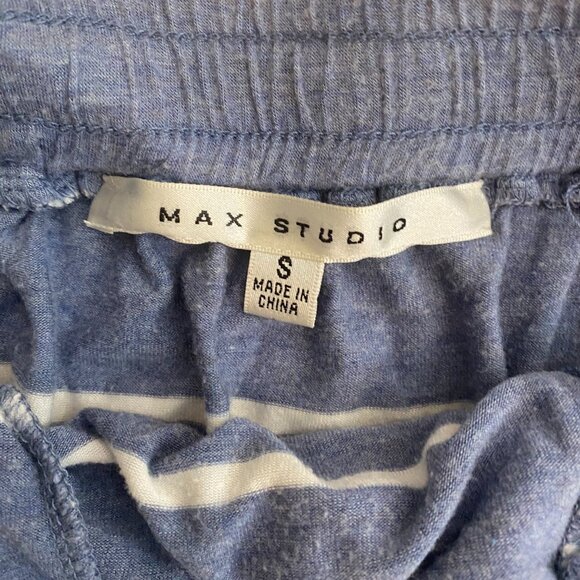 MAX STUDIO Blue Striped Midi Skirt with Side Pockets and Waist Tie Size S - Picture 5 of 7